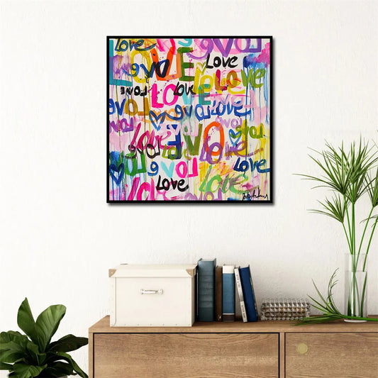 Modern Abstract Style Wall Art Poster Colorful Graffiti Love On Canvas Painting Print Picture For Living Room Home Decoration