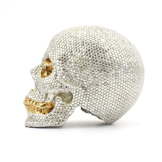 Luxury Style Golden Resin Craft Skull Horror Statue Creative Statue Sculpture Birthday Gift Home Office Vintage Decoration Skull