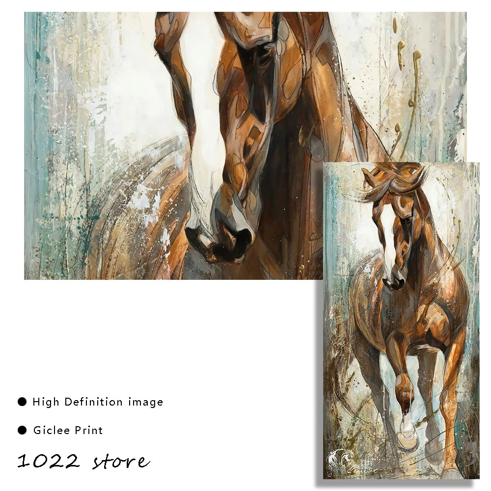 Animal Horse Abstract Picture Poster Canvas Painting Living Room Wall Art Mural Decoration Mural for Modern Home Decor Cuadros