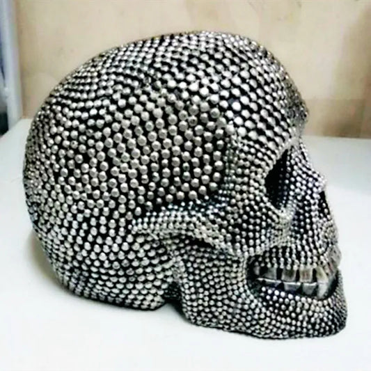 BUF Big Silver/Gold Skull Statue Resin Crafts Decorative Ornaments Halloween Decoration Sculpture Home Decor Figurines