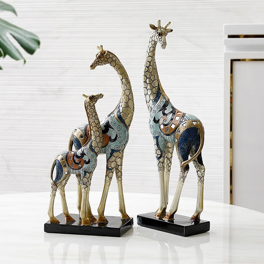 Resin LUCKY Deer Elk Figurine Statue Home Living Room Decor Crafts Sculpture Creative Gifts Modern Desktop Ornament