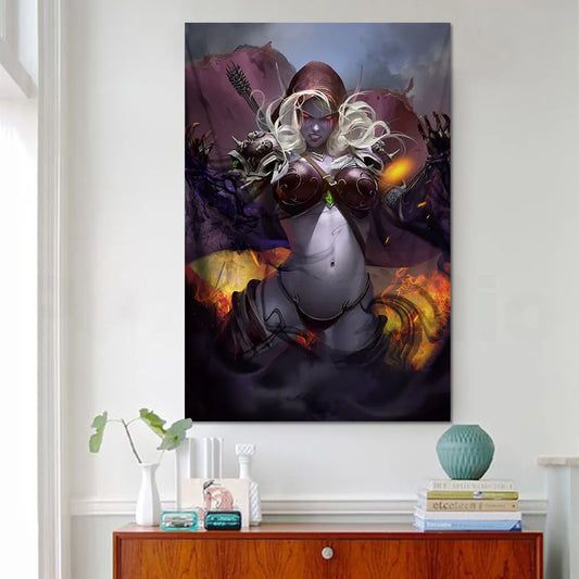 World of Warcrafts Sylvanas HD game canvas poster decorative painting living room bedroom adult big size wall art painting art