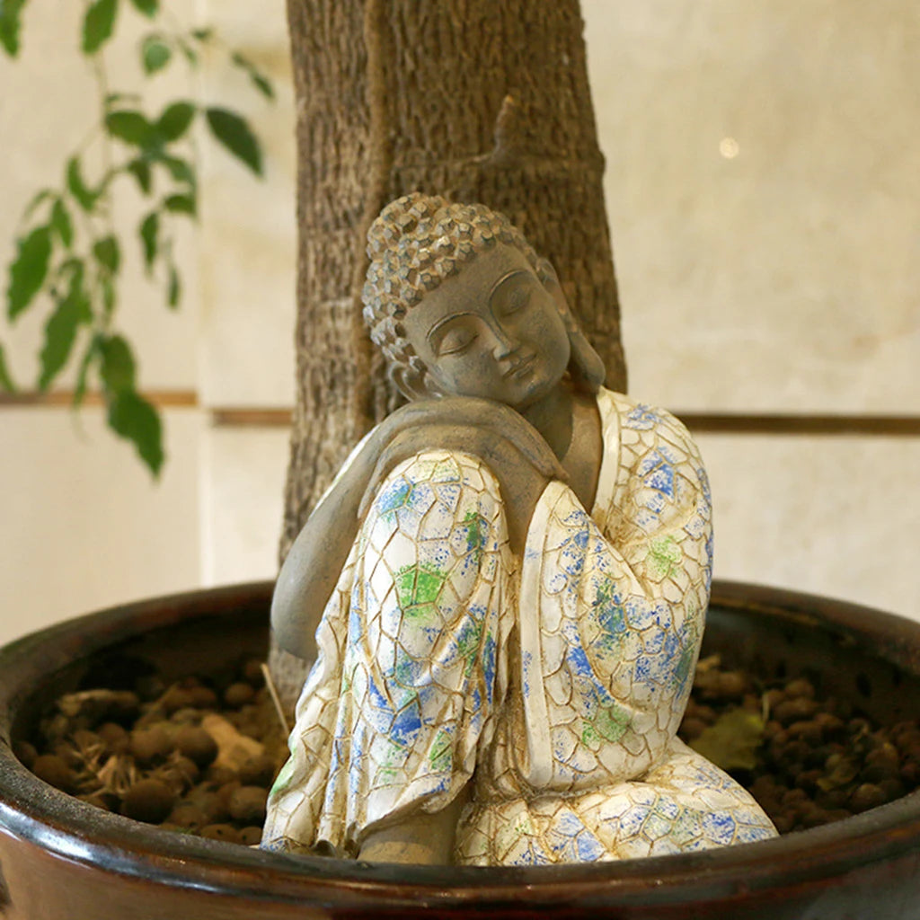 Antique Thailand Buddha Statue Sleeping Figurine Home Office Desktop Decor