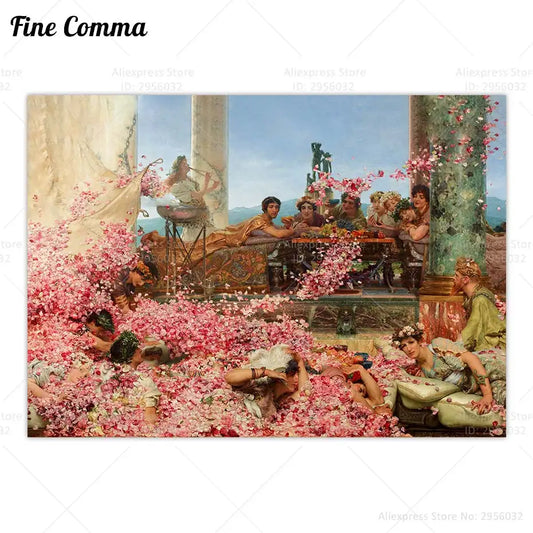 The Roses of Heliogabalus Lawrence Alma Tadema Vintage Poster Rose Flower Pink Canvas Print Wall Art Decor Valentines Day Gift