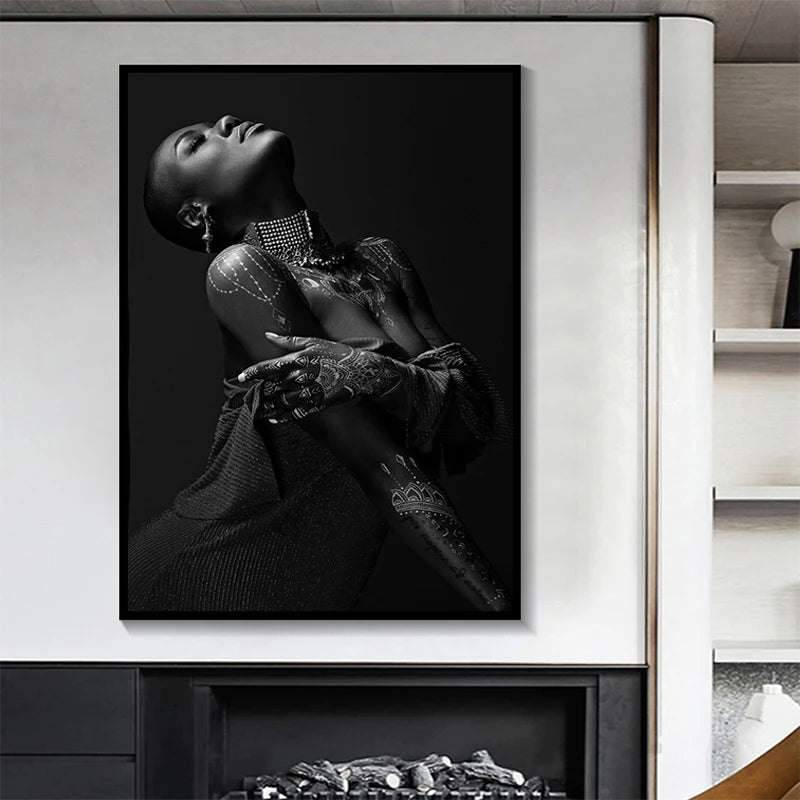 Sexy Figure Art Canvas Paintings African Black Nude Woman Posters and Prints Wall Art Picture for Living Room Wall Decor Cuadros