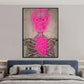 Abstract Pink Neon Skeleton Heart Painting Posters HD Print On Canvas Painting Wall Art Picture For Living Room Home Decoration