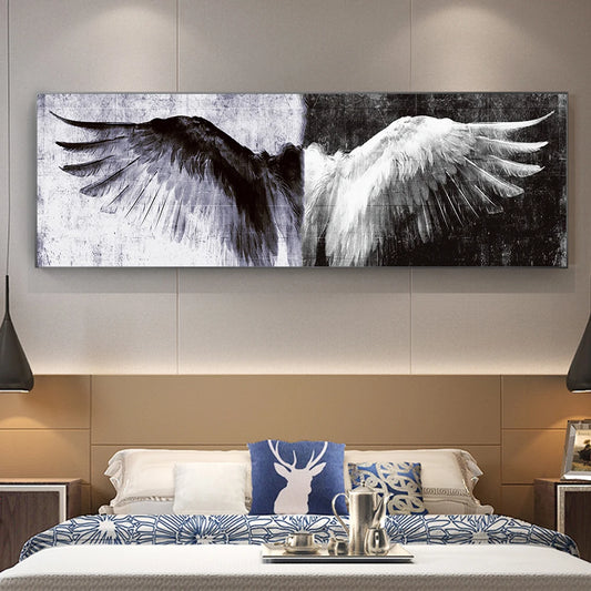 White And Black Retro Wings Home Decor Canvas Painting Posters And Prints Vintage Angel Wings Picture For Living Room Decoration