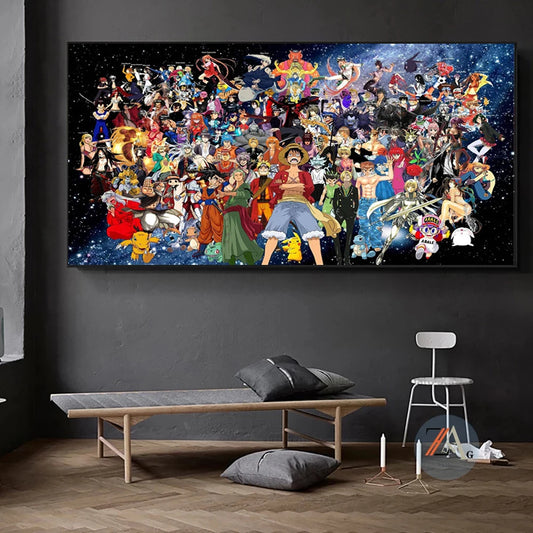 Classic Japanese Anime Character Collection Canvas Painting Cartoon Movie Poster Print Wall Art Cuadros for Bar Cafe Decorative