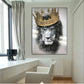 Modern Animal Lion With Golden Crown Canvas Painting Abstract Posters Prints Wall Art Pictures For Living Room Home Decoration