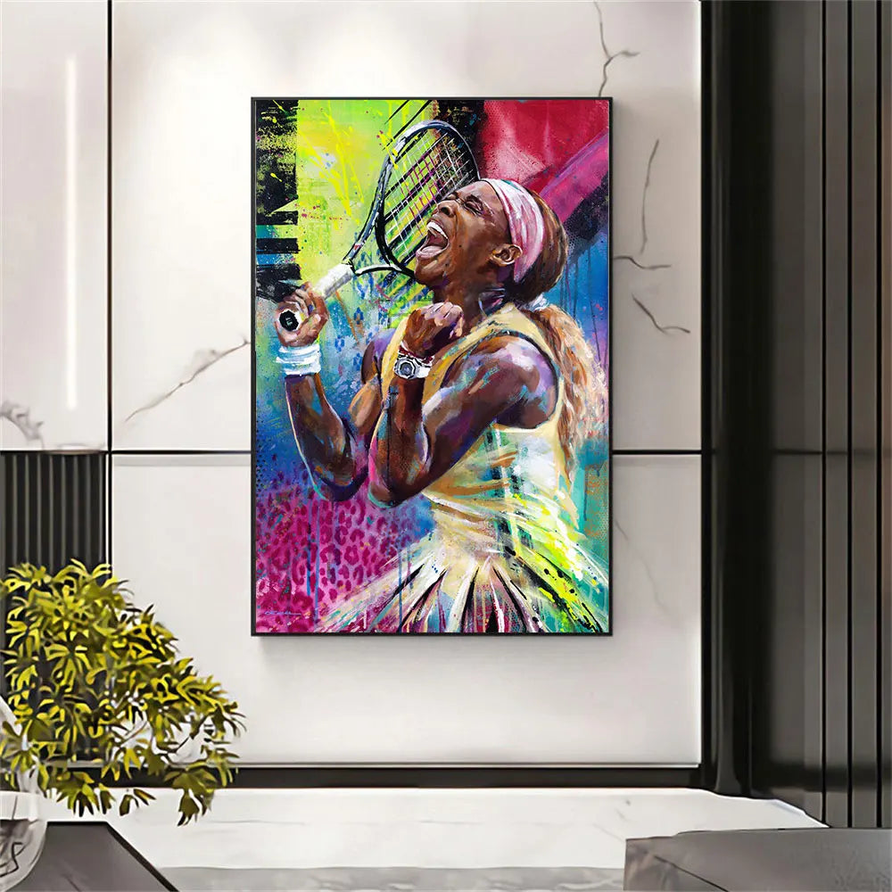 Graffiti Serena Williams Rafael Nadal Art Poster Prints Modern Tennis Player Canvas Paintings Wall Art for Gym Room Home Decor