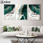 Abstract Marble Green Gold Posters Islamic Calligraphy Canvas Print Allah Name Arabic Art Painting Muslim Pictures Home Decor