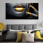 Portrait Figure Painting Wall art Black Africa Woman Golden Lip Canvas Posters and Prints Wall Art Picture for Living Room