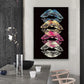 Modern Colorful Lipprint Black Wall Poster Canvas Painting Abstract Lip Wall Art Painting Printmaking Living Room Home Pictures