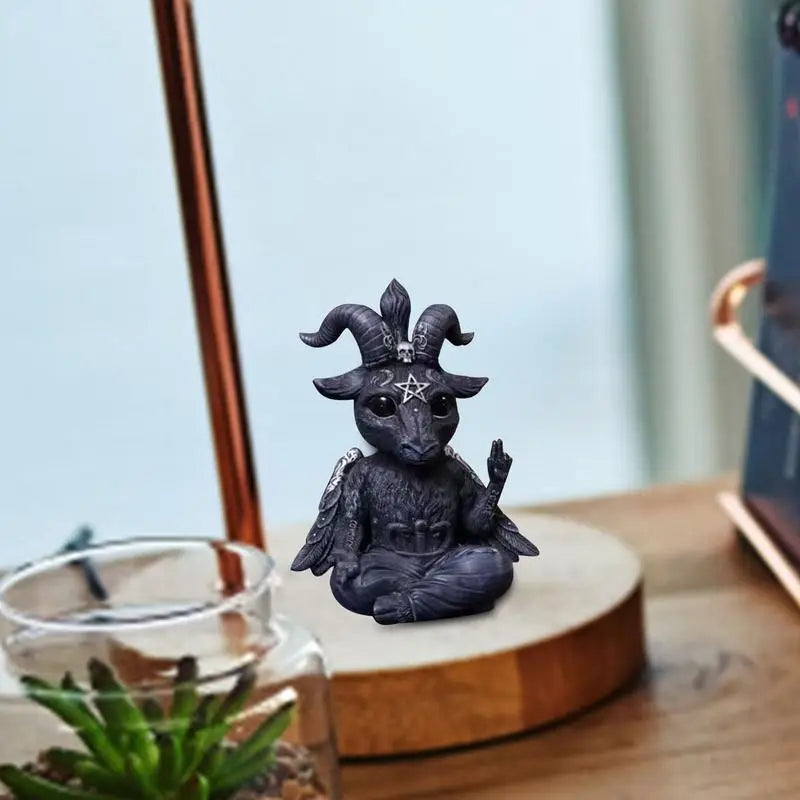 Goat Resin Statue Baphomet Holy Goat Resin Statue Mendes God Goat Black Satan Figurine Decoration Religious Sculpture Figurine