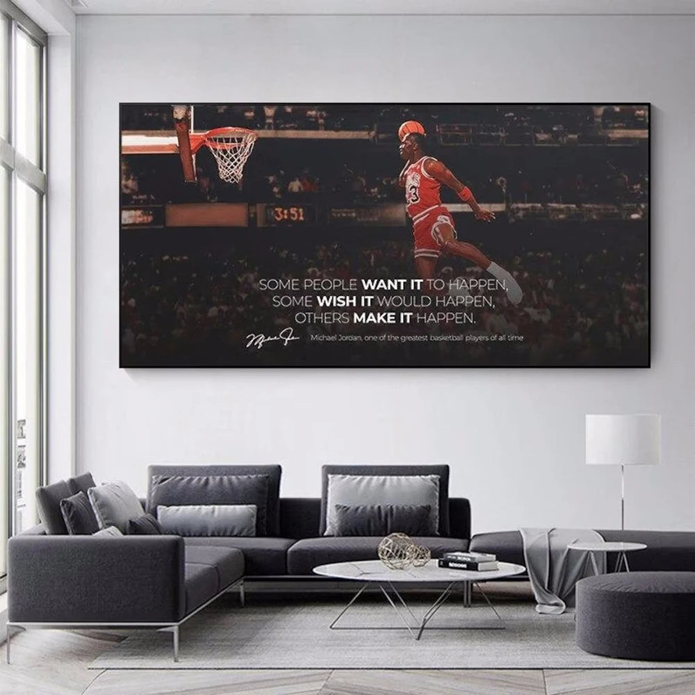 Jordon Quotes Motivational Basketball Posters and Prints Legend Basketball Star Canvas Painting Sport Wall Art Home Decor Mural