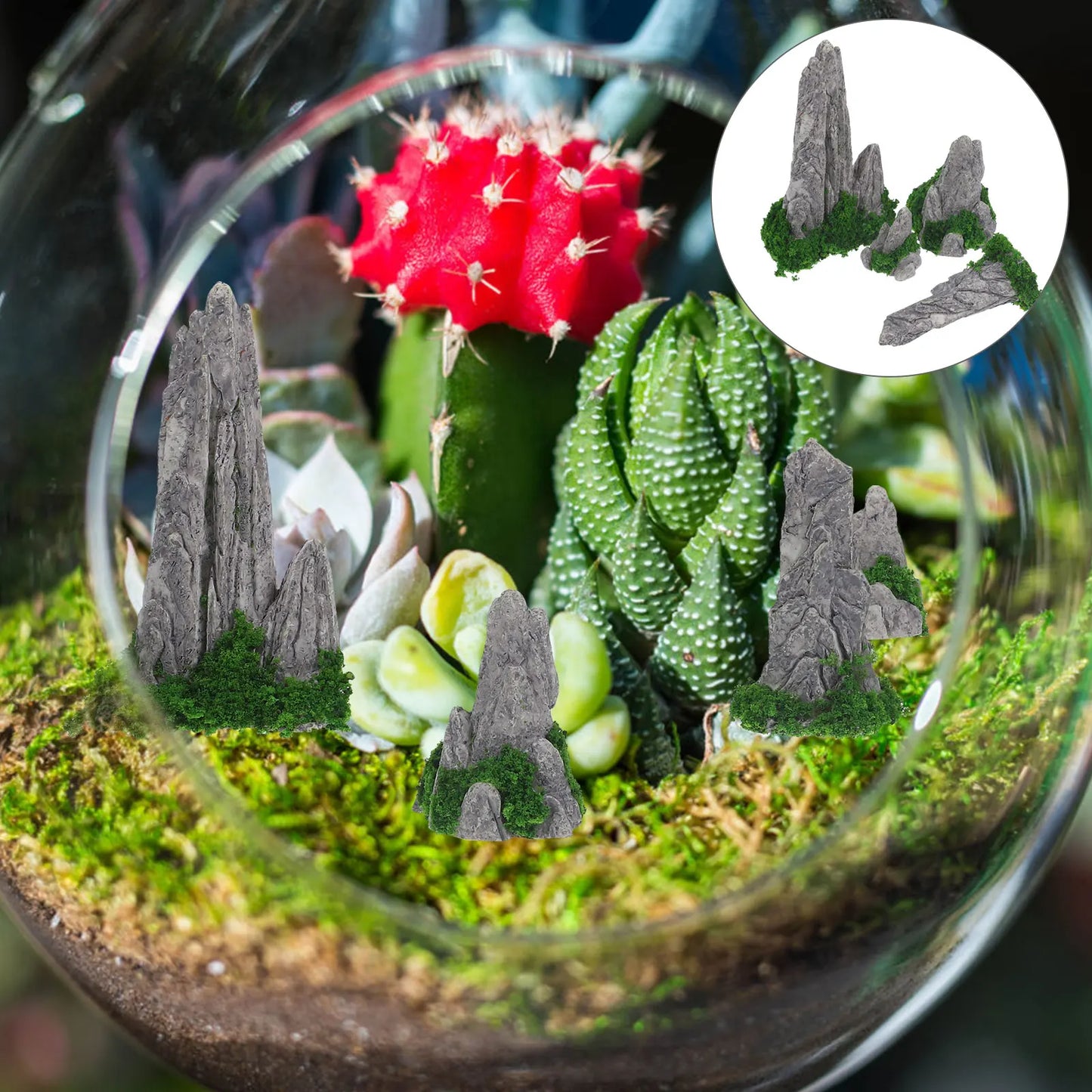 8 Pcs Rockery Decor Micro Landscape Outdoor Garden Mini Rockery Ornament Delicate Mountain Statue Home Decoration