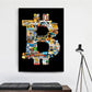 Abstract Bitcoin Crypto Poster Print Graffiti Stitching Creative Canvas Painting Modern Wall Art Picture Living Room Home Decor