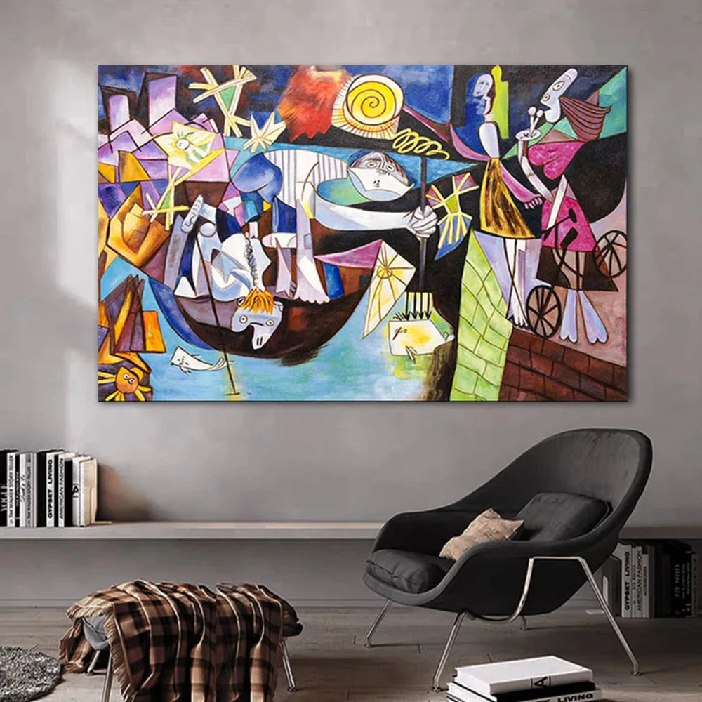 Picasso Famous Canvas Poster Night Fishing at Antibes Painting Printing Modern Wall Art Pictures for Living Room Home Decoration