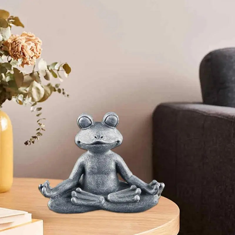 Frog Garden Statue Resin Yoga Zen Buddha Frog Figurine Home Decorative Good Luck Sculptures for Patio Living Room Yard Outdoor