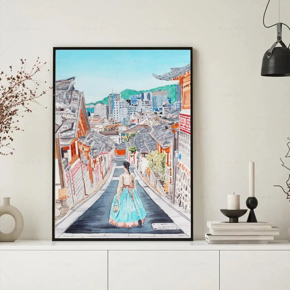 South Korea Travel Wall Art Posters and Prints Travel City Canvas Paintings Picture Decorative Room Home Decor Housewarming gift