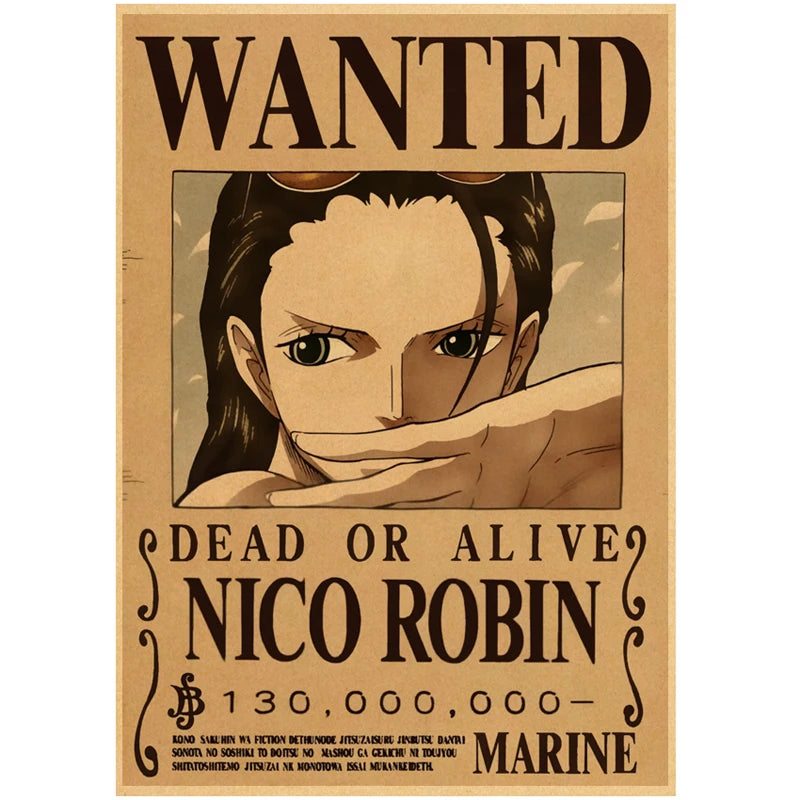 Hot Luffy Action Figure Wanted Poster Craft Print Wall Sticker Vintage Japanese Anime Stickers One Piece Wallpaper Paintings