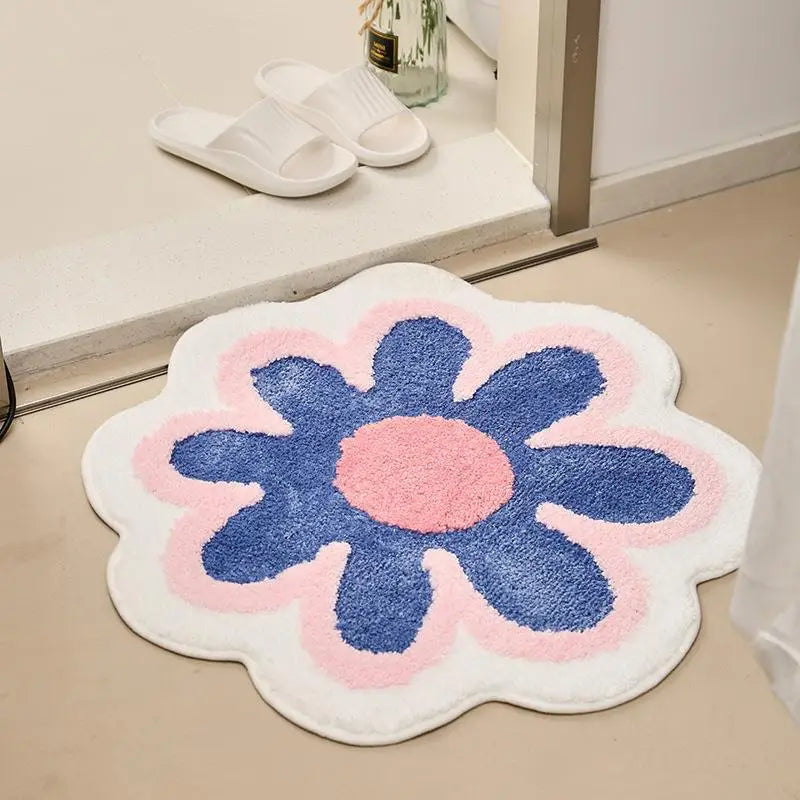 Flower Rug Super Soft Flocking Plush Floor Rug Living Room Non Slip Carpet Sofa Bedside Rugs Baby Crawling Mat Doormat Rug