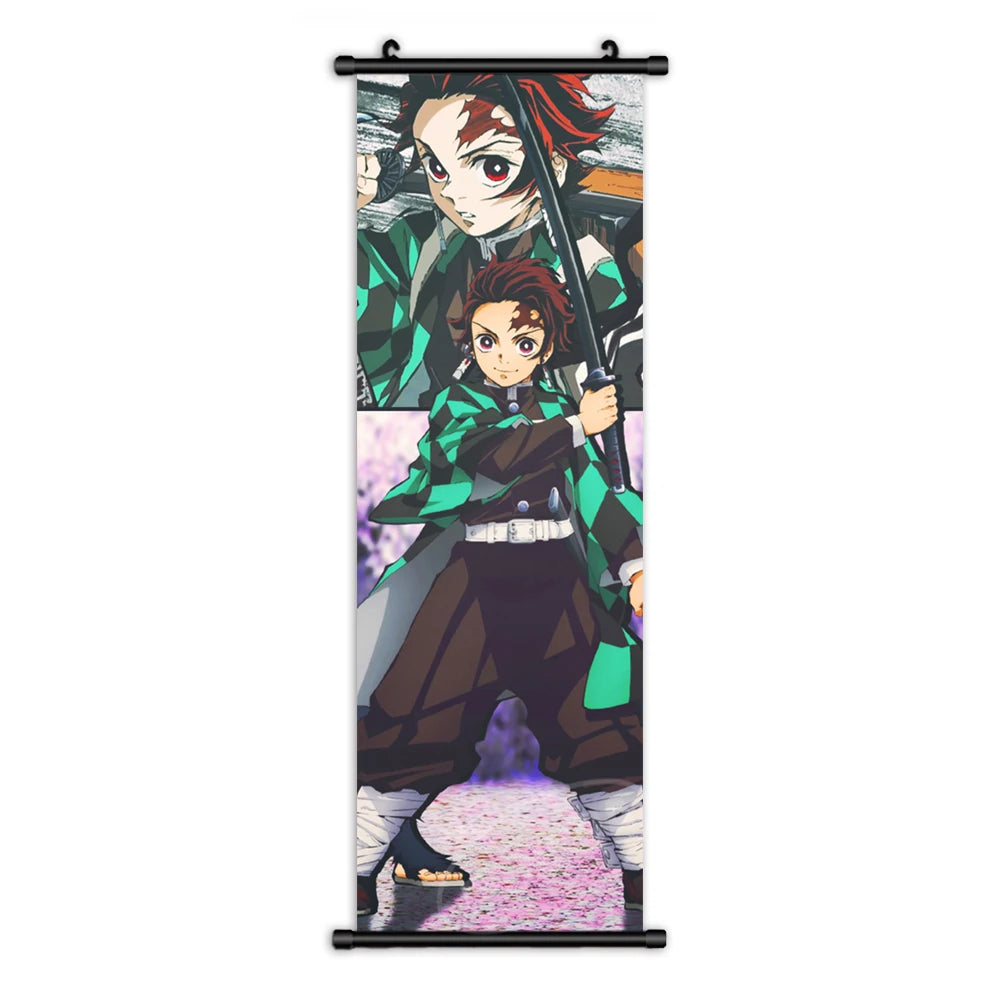 Anime Wall Art Kimetsu No Yaiba Canvas Pictures Modern Painting Printed Demon Slayer Poster Plastic Hanging Scrolls Home Decor