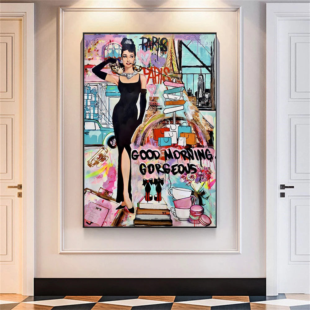 Fashion Woman Graffiti Luxury Street Pop Art Poster Modern HD Wall Art Picture Print Canvas Painting For Living Room Home Decor