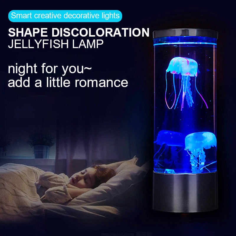 LED  Jellyfish Light Creative  Aquarium Night Light Multicolor Changing  Fantasy Bedside Lamps Home Office Room Desk Decor Gift