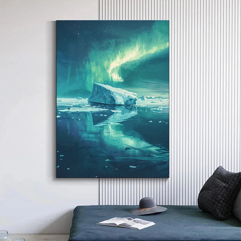 Decorative Painting for Bed Room Decor White Snow Decoration Pictures Room Wall Art Canvas Painting Icebergs 1pcs Aurora Posters