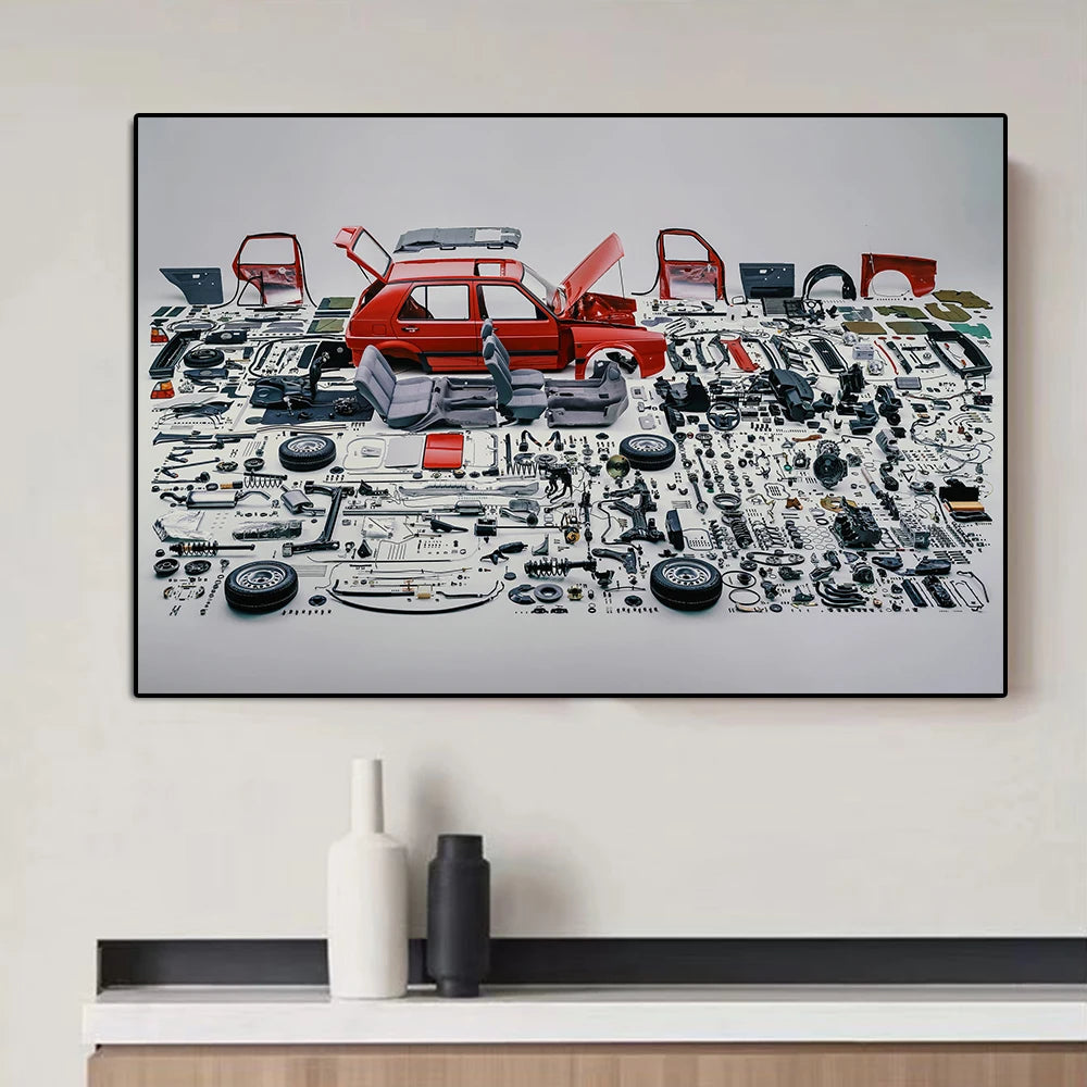 Retro Golf Sports Car Dismantled Poster Print Classic Legendary Racing Canvas Painting Supercar Wall Art Gaming Room Home Decor