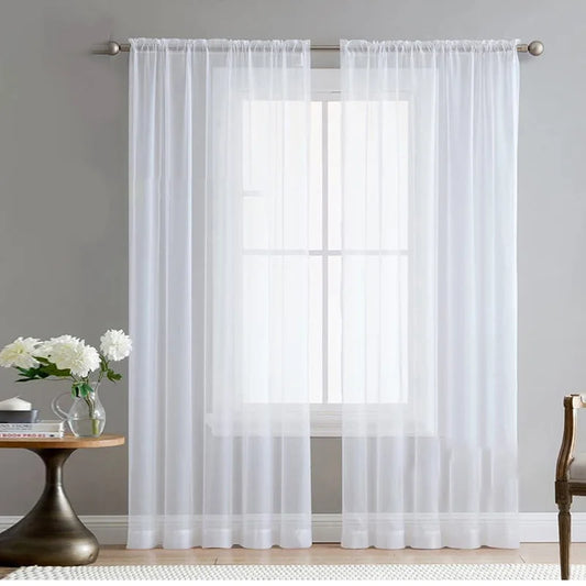 Transparent Thin Gauze Curtain Bedroom Sitting Room Window Curtain Solid Color Wedding Party Glass Yarn Shading Sheer Decoration