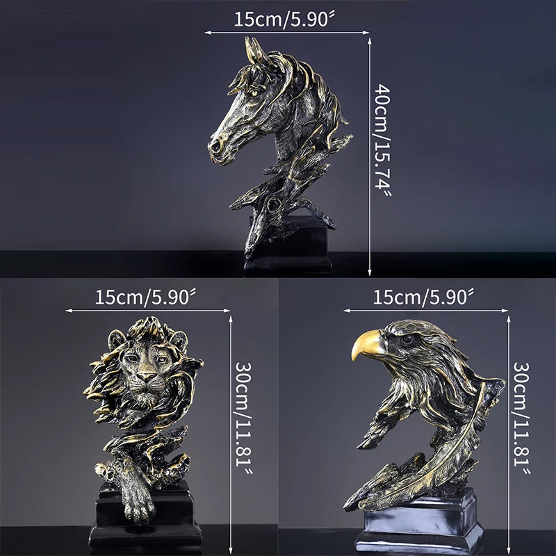 Animal Sculpture Home Living Room Entrance Proch Decoration Furnishings European Modern Lion Eagle Horse Statue Crafts regal