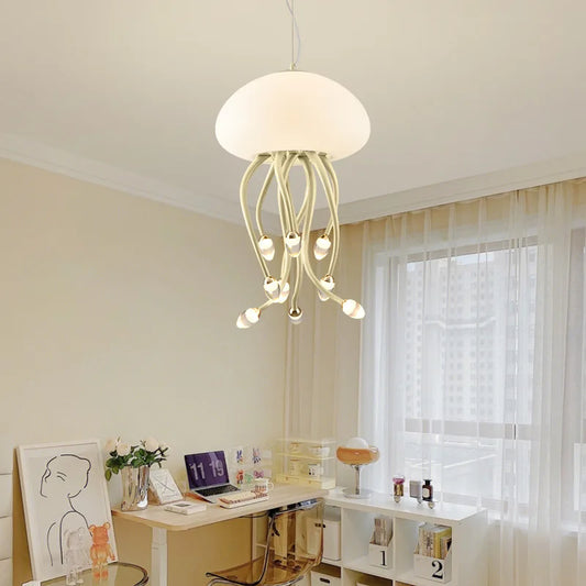 Cream style Pendant lamp for Living Room Bedroom Hotel Home Decor designer Glass Hanging Light jellyfish chandelier