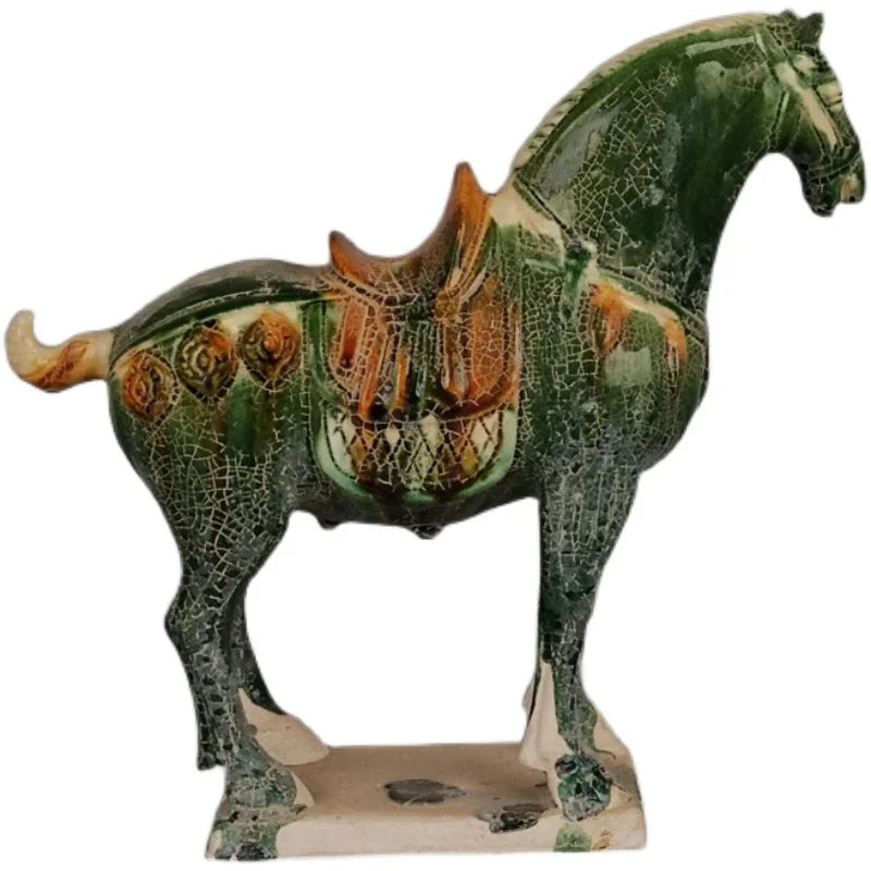 Excavated From the Imitation Museum Home Decor Tang Sancai Green Glazed War Horse Antique Porcelain Antiques Antiques Room