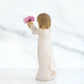 Resin statue holding pink flowers, family gift sculptures and decorations, bedroom living room tabletop