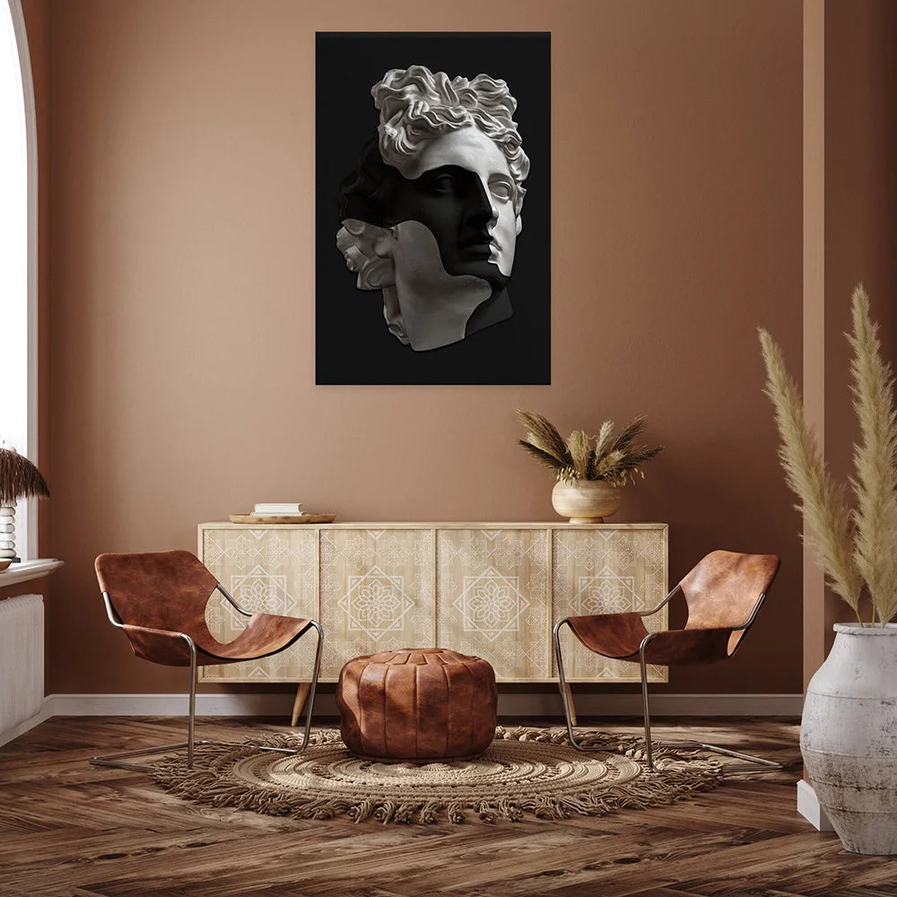 Greek Mythology Stone Sculpture Canvas Paintings Head of Apollo Posters and Prints Black Wall Art Living Room Home Decoration