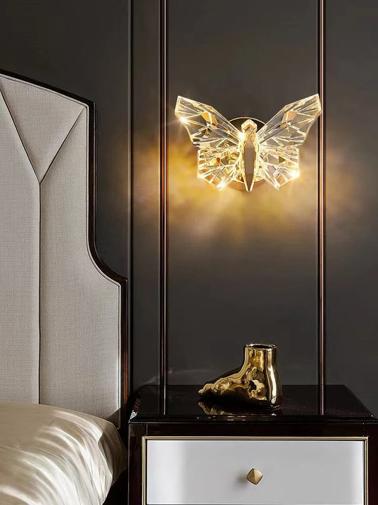 Nordic New bedroom bedside butterfly wall lamp Luxury home decoration salon luminaria Simple living room hallway wall light