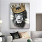 Modern Animal Lion With Golden Crown Canvas Painting Abstract Posters Prints Wall Art Pictures For Living Room Home Decoration