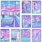 80S Neon City Street Vaporwave Canvas Poster Korean Street Moon Anime Decorative Painting Wall Art Prints Kids Kawaii Room Decor