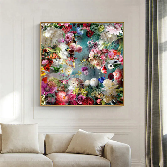 Modern Bright Peony Flower Art Canvas Painting Colorful Bouquet Posters And Prints Nordic Wall Pictures Living Room Home Decor