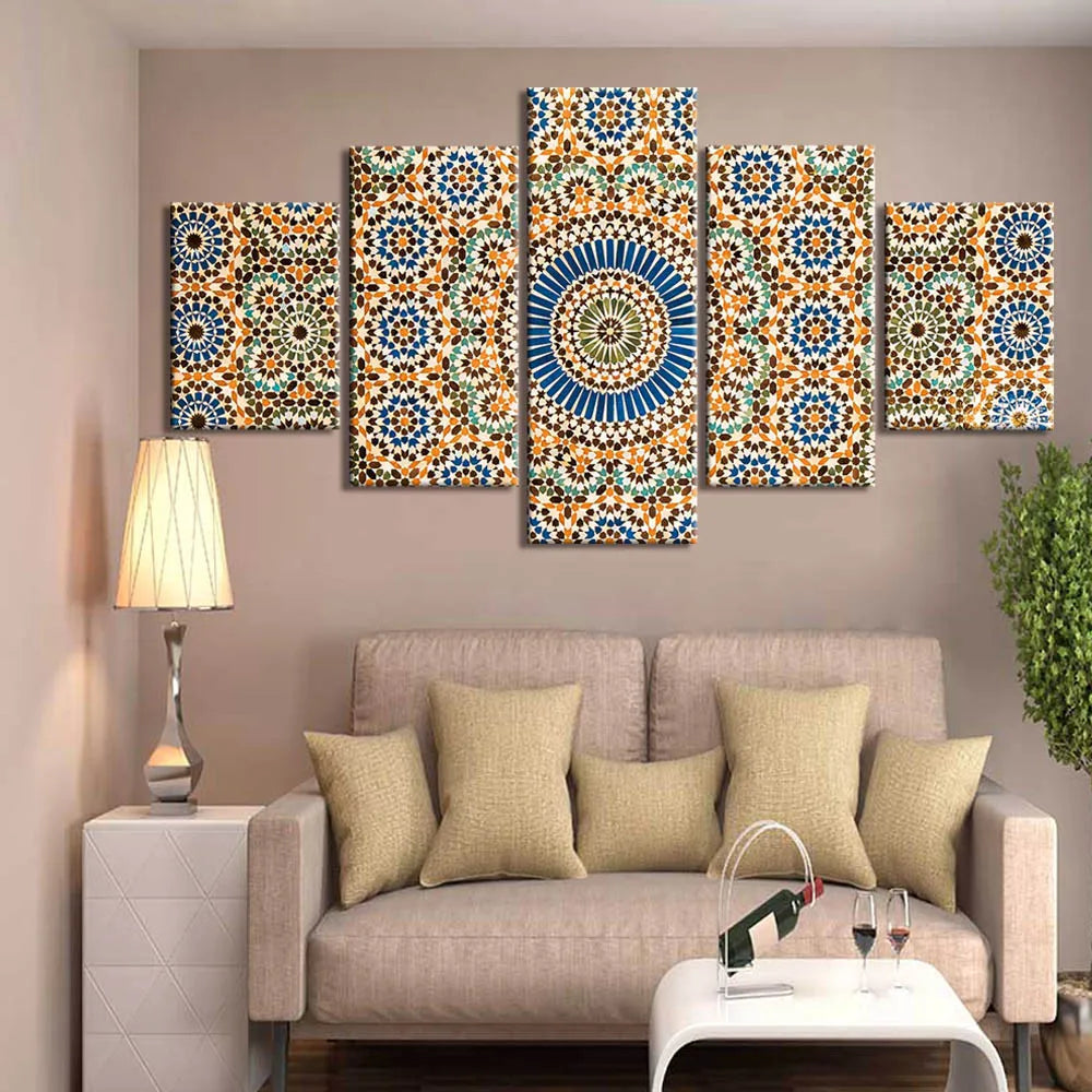 5 Panel The Quran Islamic Calligraphy Canvas Painting Motto Mosque Posters Prints Wall Art Canvas Printed Pictures Home Decor