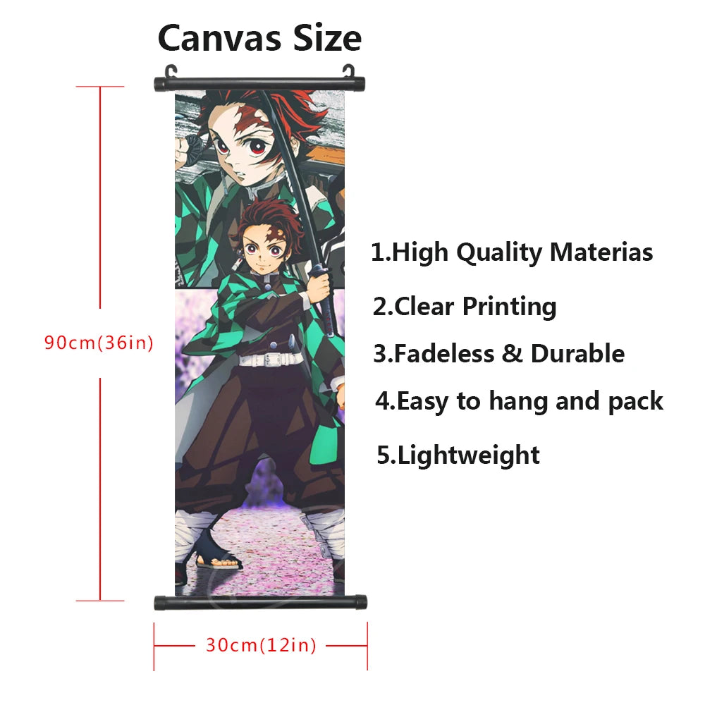 Anime Wall Art Kimetsu No Yaiba Canvas Pictures Modern Painting Printed Demon Slayer Poster Plastic Hanging Scrolls Home Decor