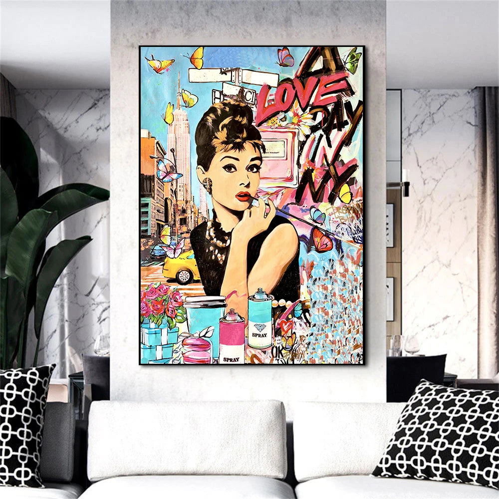 Fashion Woman Graffiti Luxury Street Pop Art Poster Modern HD Wall Art Picture Print Canvas Painting For Living Room Home Decor