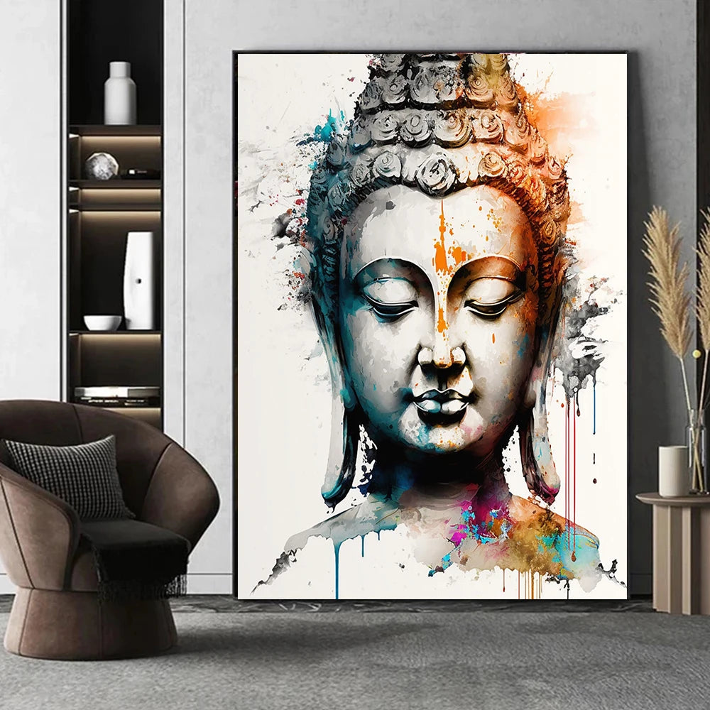 Black And White Buddha Statue Quote Poster Prints Minimalism Aesthetic Meditation Religion Buddhist Canvas Wall Art Home Decor