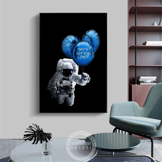 Sky's Not The Limit Art Posters Astronaut Abstract Graffiti Prints Canvas Painting Picture For Living Kids Room Home Decoration