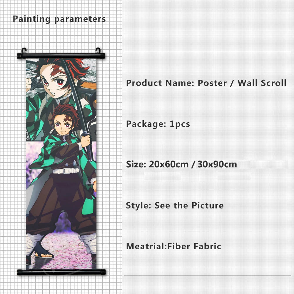 Anime Wall Art Kimetsu No Yaiba Canvas Pictures Modern Painting Printed Demon Slayer Poster Plastic Hanging Scrolls Home Decor