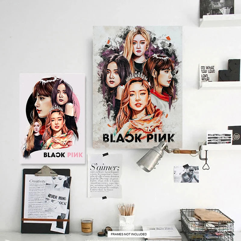 2023 New Kpop-Blackpinks Canvas Painting Poster Prints Wall Art Picture Home Decor Living Room Bedroom Decorate Cute Girl Gift