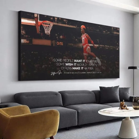 Jordon Quotes Motivational Basketball Posters and Prints Legend Basketball Star Canvas Painting Sport Wall Art Home Decor Mural