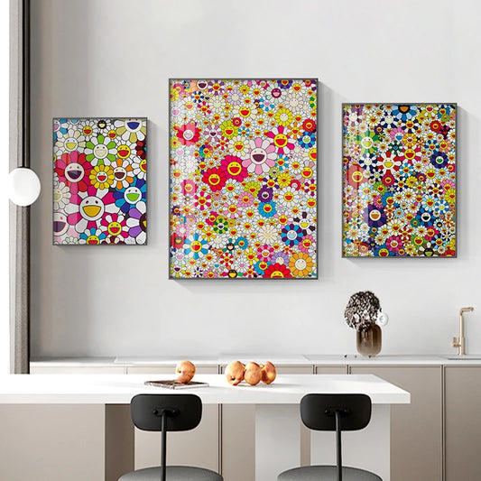 Abstract Takashi Sunflowers Art Canvas Painting for Living Room, Bedroom Posters and Prints, Modern Home Decoration, Wall Poster